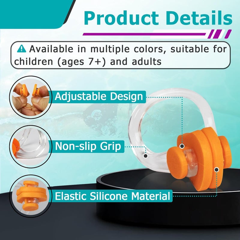 Joworthy 32 Pcs Swimming Nose Clip, Silicone Waterproof Swim Nose Plugs for Kids (Age 7+) and Adults, Inclue 8 Colors - Image 4